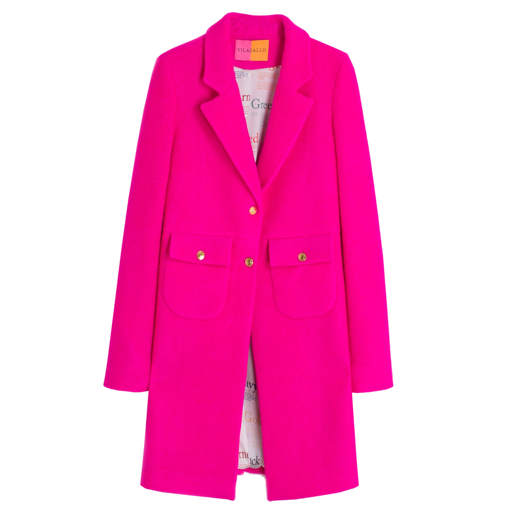Vilagallo Lucia Neon Pink Wool Blend Coat | Jarrold, Norwich