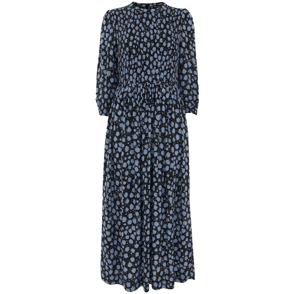 Whistles Blue Dalmatian Shirred Midi Dress | Jarrold, Norwich